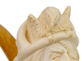 LARGE TURKISH CARVED BLOCK MEERSCHAUM PIPE W PIRATE