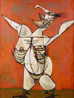 1961 CUBIST REICHSADLER PAINTING BY MILTON BERWIN