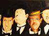 LARGE VINTAGE AMERICAN OIL CLASSIC COMEDIANS PAINTING PIC-1