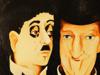 LARGE VINTAGE AMERICAN OIL CLASSIC COMEDIANS PAINTING PIC-3