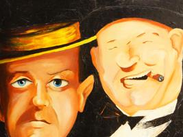 LARGE VINTAGE AMERICAN OIL CLASSIC COMEDIANS PAINTING