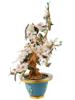 CHINESE CARVED BONSAI SAKURA TREE IN CLOISONNE POT PIC-4