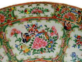 LARGE CHINESE FAMILLE ROSE PORCELAIN BOWL W FLOWERS