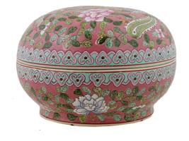 VINTAGE CHINESE FAMILLE ROSE PORCELAIN LIDDED BOX