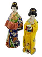 PAIR OF JAPANESE IMARI GEISHA PORCELAIN FIGURINES