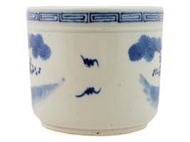 19TH C ANTIQUE BLUE AND WHITE PORCELAIN BRUSH POT