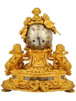 ANTIQUE 19TH C FRENCH GILT BRONZE MANTEL CLOCK