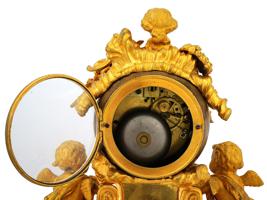 ANTIQUE 19TH C FRENCH GILT BRONZE MANTEL CLOCK