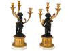 ANTIQUE 19TH C FRENCH BRONZE MARBLE CANDLE HOLDERS PIC-0