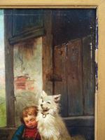 ANTIQUE OIL GENRE PAINTING AFTER ALBERT KINDLER