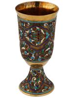 RUSSIAN 84 SILVER CLOISONNE ENAMEL GOBLET CUP