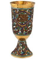 RUSSIAN 84 SILVER CLOISONNE ENAMEL GOBLET CUP