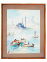 ISTANBUL WATERCOLOR PAINTING BY NIKOLAI SARAPHANOFF