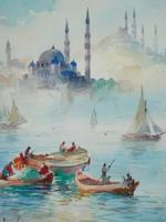 ISTANBUL WATERCOLOR PAINTING BY NIKOLAI SARAPHANOFF