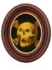 ANTIQUE 19TH C OIL PAINTING SKULL AND CROSSBONES PIC-0