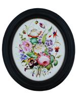 FLORAL STILL LIFE PAINTING ON PORCELAIN PLAQUE