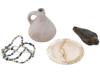 ANCIENT ROMAN NECKLACE, BOWL, PITCHER AND BIRD FIGURINE PIC-0