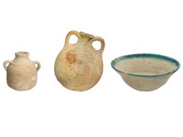 ANCIENT ROMAN TERRACOTTA AND GLAZED CLAY ITEMS