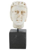 ANCIENT ROMAN CARVED MARBLE FEMALE HEAD SCULPTURE