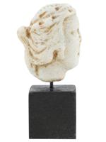 ANCIENT ROMAN CARVED MARBLE FEMALE HEAD SCULPTURE