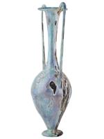 ANCIENT ROMAN GLASS AMPHORA FOR PERFUMES WITH LONG NECK