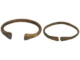 GROUP OF ANCIENT BRONZE WRAP AND OPEN BANGLE BRACELETS