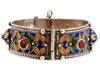 VINTAGE ALGERIAN SILVER AND ENAMEL BANGLE BRACELET PIC-2