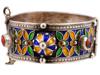 VINTAGE ALGERIAN SILVER AND ENAMEL BANGLE BRACELET PIC-3