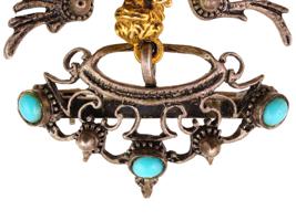 ANTIQUE AUSTRO HUNGARIAN SILVER TURQUOISE BROOCH