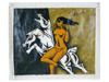 INDIAN ACRYLIC PAINTING ATTR MAQBOOL F HUSAIN W COA PIC-0