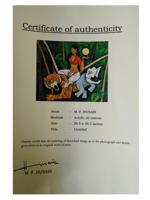 INDIAN ACRYLIC PAINTING ATTR MAQBOOL F HUSAIN W COA