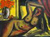 ATTR TO KH ARA INDIAN FEMALE NUDE OIL PAINTING PIC-1