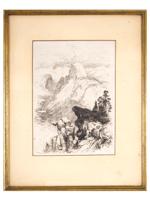 AMERICAN LANDSCAPE ETCHING BY THOMAS MORAN HALF DOME