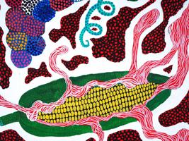 JAPANESE CORN ACRYLIC PAINTING AFTER YAYOI KUSAMA