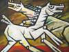 ATTR MAQBOOL FIDA HUSAIN INDIAN OIL PAINTING W COA PIC-1