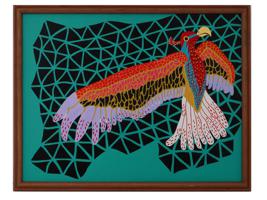 JAPANESE BIRD ACRYLIC PAINTING AFTER YAYOI KUSAMA