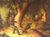 ANTIQUE BELGIAN VAN KUYCK OIL HUNTING SCENE PAINTING PIC-1