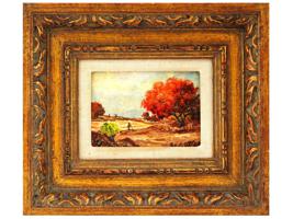 VINTAGE AMERICAN OIL ON BOARD LANDSCAPE PAINTING