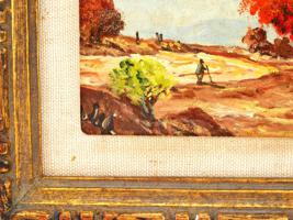 VINTAGE AMERICAN OIL ON BOARD LANDSCAPE PAINTING