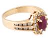 VINTAGE 14K GOLD RING WITH RUBY AND DIAMONDS PIC-1