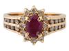 VINTAGE 14K GOLD RING WITH RUBY AND DIAMONDS PIC-0