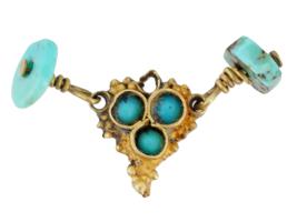 ANCIENT ROMAN GOLD TURQUOISE EARRING GRAPE DESIGN