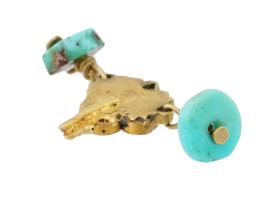 ANCIENT ROMAN GOLD TURQUOISE EARRING GRAPE DESIGN