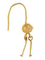 ANCIENT GOLD DANGLE EARRING WITH HOOK AND TWO STICKS