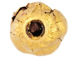 LARGE ANCIENT GOLD BEAD OF AN OVAL FORM