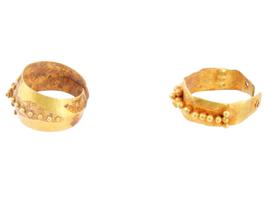 ANCIENT GOLD HOOP TYPE EARRINGS WITH BEADED MOTIF