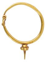 ANCIENT ARCHAEOLOGICAL ROMAN GOLD HOOP TYPE EARRING