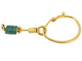 ANCIENT ROMAN EMPIRE GOLD EARRING WITH GREEN BEAD