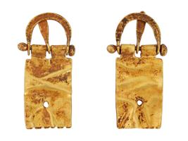 ANCIENT ARCHAEOLOGICAL ROMAN GOLD BUCKLE EARRINGS