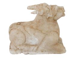 ANCIENT HAND CARVED MARBLE BULL FIGURE C 1000 BCE